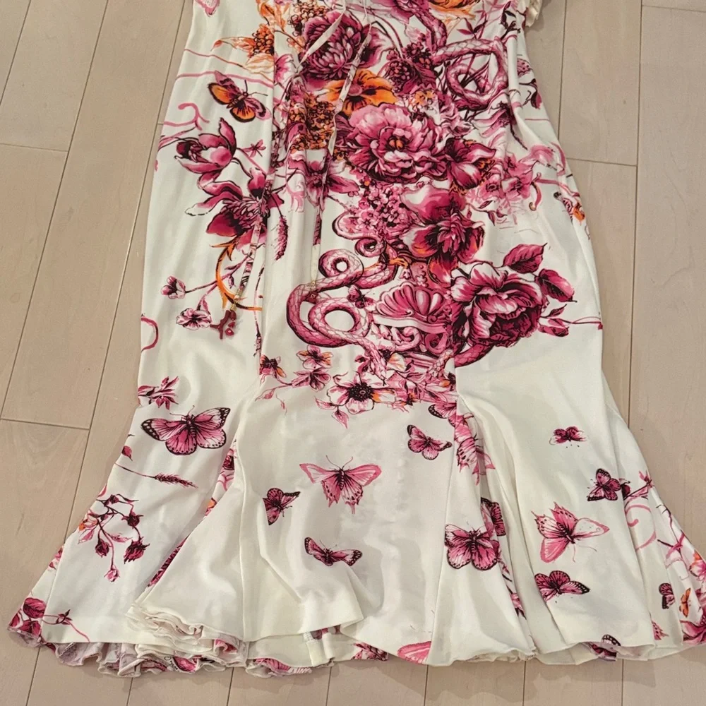 Roberto Cavalli Floral Halter Neck Dress - White and Pink Size XL - Picture 5 of 10